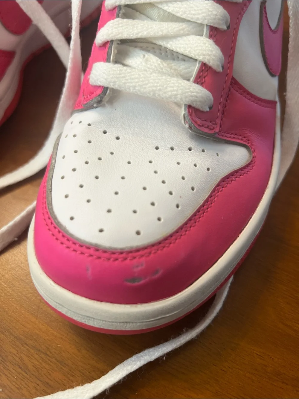 Nike White and Hot Pink Low-Top Sneakers